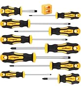 HORUSDY 11-Pieces Magnetic Screw driver, Magnetic 5 Phillips and 5 Flat Head Tips for Fastening a...