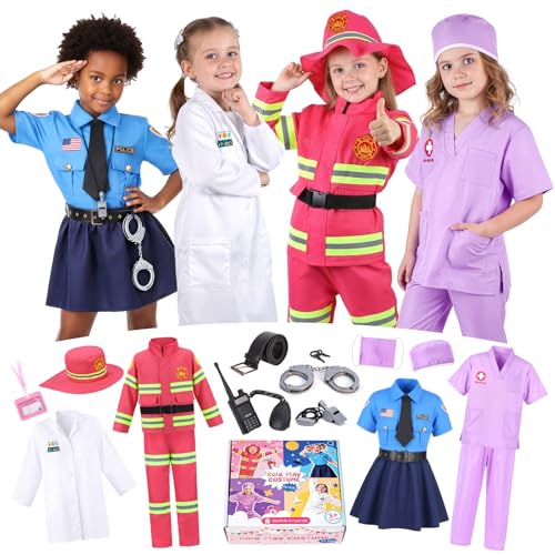 Meland Dress Up Clothes for Girls - Career Day Costume for Kids Ages 3-8 Year Old Pretend Play Gift for Kids Girls (Red)