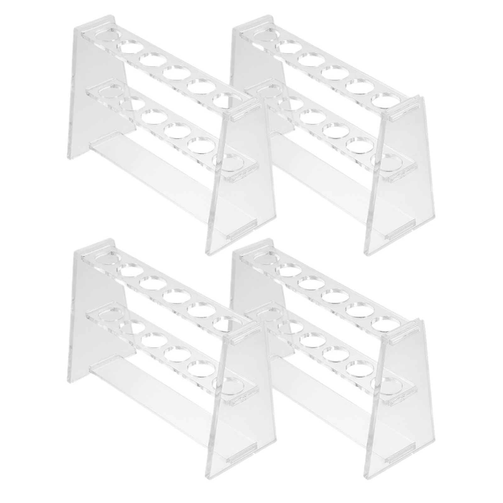 Clear Test Tube Rack for Laboratory, Test Tube Rack 4pcs Clear 6-Hole Space-Saving Double-Layer for Sample ID Biology Chemistry