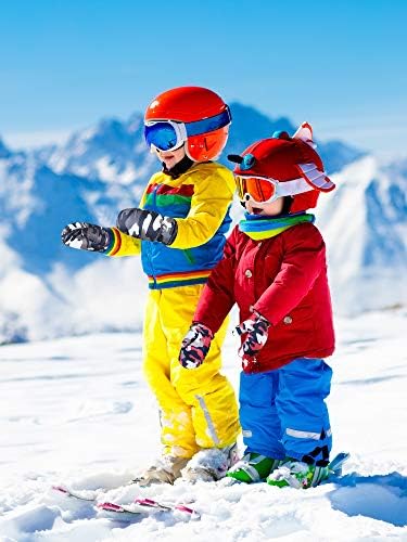 Miniatura 6 de 2 pares de guantes de nieve de invierno para niños, unisex, impermeables, guantes de esquí cálidos para niños