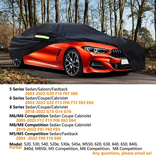 Image of Upgraded Car Cover Compatible with BMW 5 Series(2003-2026) M5 Sedan / 6 Series(2003-2026) 8 Series(2018-2026) M6 M8, Waterproof Car Covers with Cotton Lining, Outdoor Rain Snow Sun UV Cover