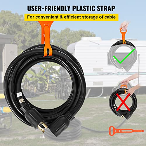 VEVOR 50 FT 30 Amp Generator Extension Cord SJTW 10 AWG 4 Prong, NEMA L14-30P 125/250V Heavy Duty Generator Power Cord with Twist Lock Connector - Image 6