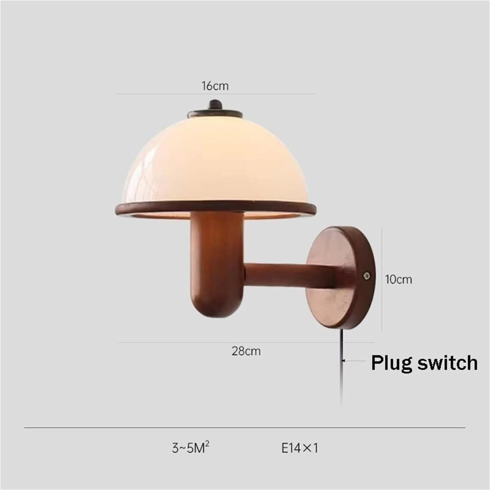 Rustykalna lampa ścienna z mlecznobiałego drewna, styl wiejski, styl vintage, przewodowa, do sypialni, salonu lub biura (z wnętrzem)