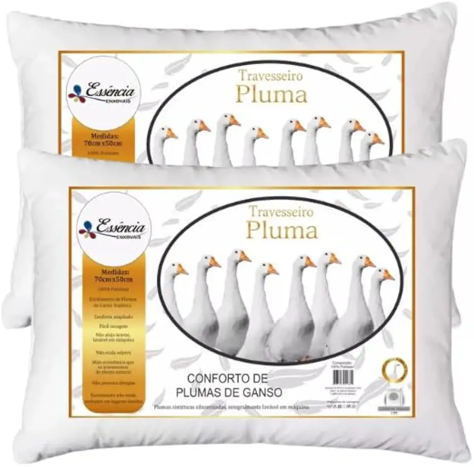 Kit Travesseiros Toque de Pluma Pena 50x70cm Lavável, Antiácaro, Antialérgico (2)