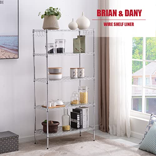 Image of BRIAN & DANY Wire Shelf Liner 14 inch X 36 inch, Heavy Duty Shelf Liners for Wire Shelving, Waterproof Protector Mats, Set of 5, Quatrefoil Grey