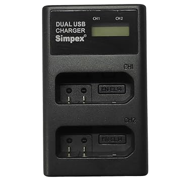 Simpex EN-EL14 Dual Fast USB Camera Charger with LCD Display for Nikon Camera Camera Battery Charger (Black)