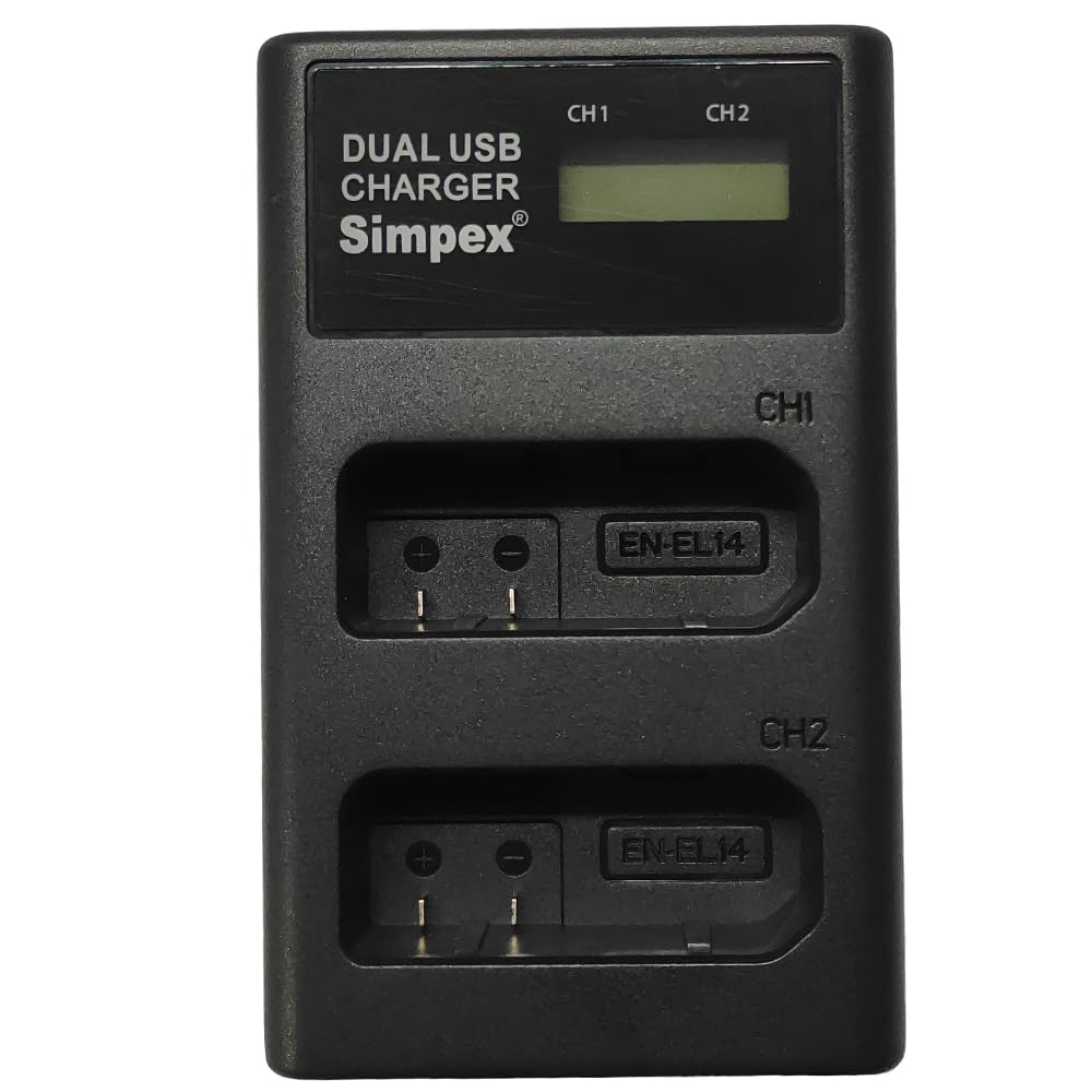Simpex EN-EL14 Dual Fast USB Camera Charger with LCD Display for Nikon Camera Battery Charger (Black)-image-16