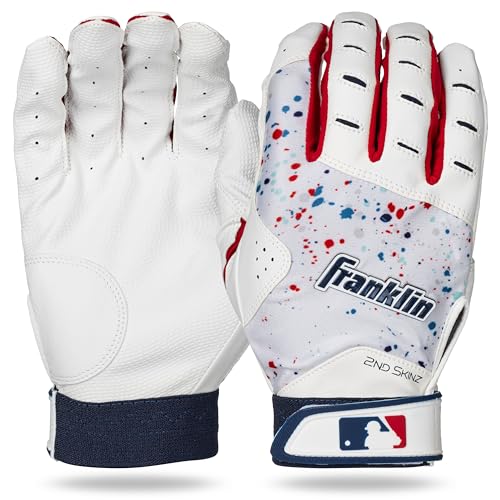 Franklin Sports MLB 2nd Skinz Drip Baseball + Softball Batting Gloves - Premium Leather Pair - Adult...