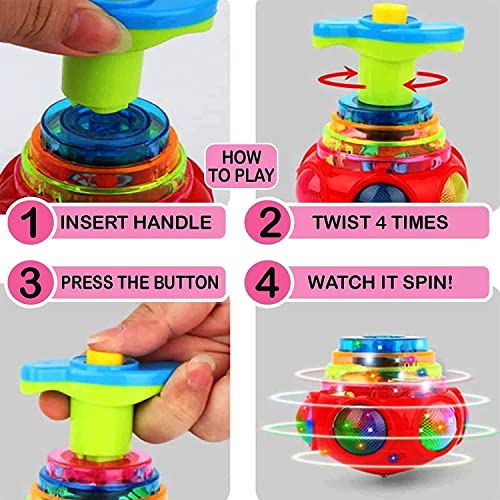 Image of Musical Spinning Top Toy with LED Light, Music Flash Light Lattoo for 3 Years Kids (Multicolor)