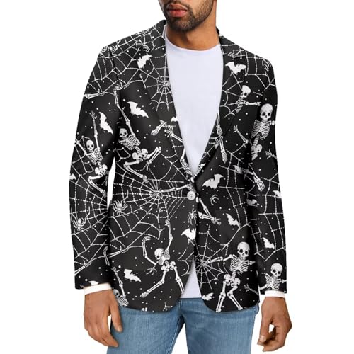 Mens Halloween Sport Jacket Lightweight Men's Suit Jacket for Party Banquet Lapel Mens Sport Coats with Pockets