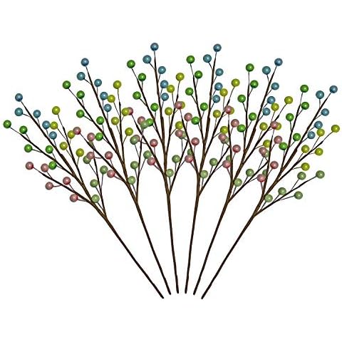 WangLaap 6Pcs Artificial Berry Stems Colorful Easter Berries Picks for DIY Easter Wreath Home Holiday Decorations (13 Inch) Cover