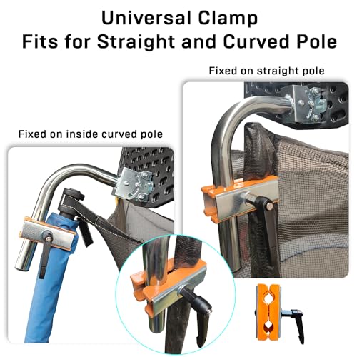 Jump Tastic Trampoline Trampoline Basketball Hoop, Fits Straight and Curved Pole Basketball Hoop for Trampoline, Universal Attachment with Mini Ball and Pump2