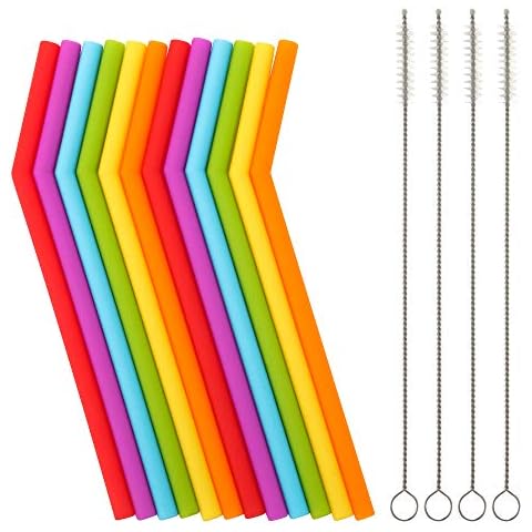 Reusable Silicone Straws for Toddlers & Kids - 12 pcs Cover