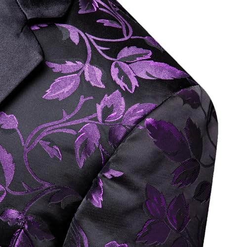 Image of Barry.Wang Mens Floral Blazer Suit Jacket Notched Lapel Casual Sport Coat | Flowers Jacquard One Button Tuxedo for Prom Wedding Party Disco Dinner Banquet Cocktail Homecoming Travel,Regular Fit