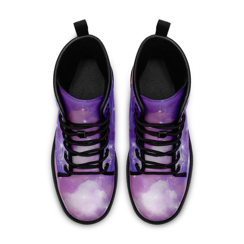 Image of Fashion Ankle Boots For Men Women Floral Mushroom Star Trendy Lace Up Unisex Booties Combat Trendy Street Wear Boots