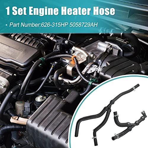 X Autohaux 626-315Hp 5058729Ah Hvac Heater Hose Assembly For Chrysler Town And Country For Dodge Grand Caravan For Ram C/V 2011-2020 Engine Inlet & Outer Heater Hose #TOP2