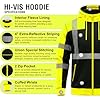 kraftd Hi Vis Hoodie for Men Reflective Striping Safety Zipper Jacket Hi Viz Sweatshirt Hooded Full Sleeves Fleece Lining High Visibility Workwear (Black/Yellow,XXL) #4