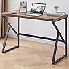 Hsh home office computer desk industrial modern simple metal wooden pc laptop executive desk farmhouse student computer table for work study writing gaming in bedroom living room rustic oak 47 inch  urban country home decor