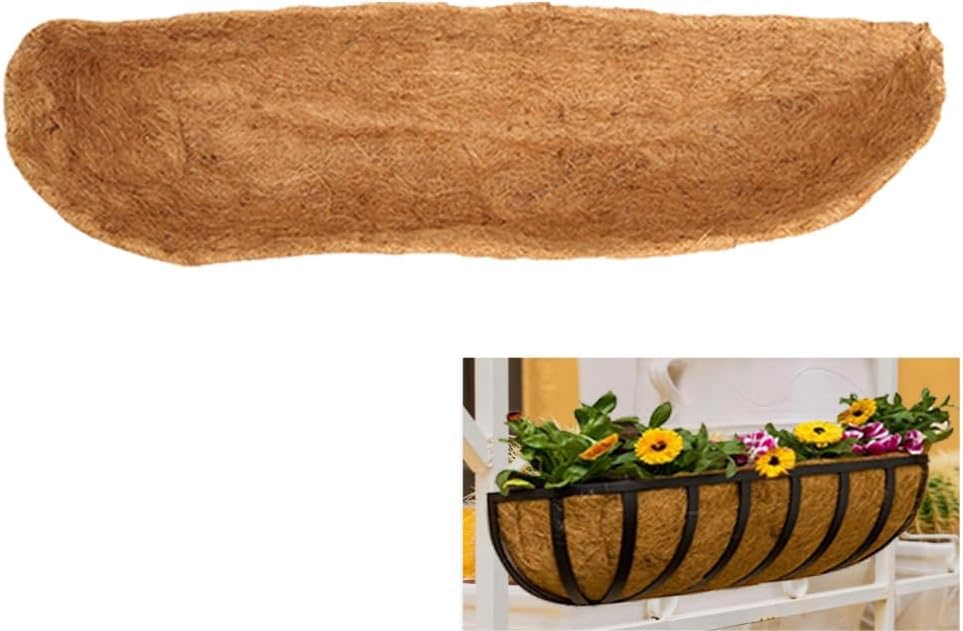 Tudegy Coco Coir Wall Trough Liner,Wall-mounted Coco Liner Trough,Reusable Natural Coconut Liner Roll,Fiber Mat for Hanging Baskets Replacement,for Wall Mounted Basket Planters (1PC, A 48 inches)