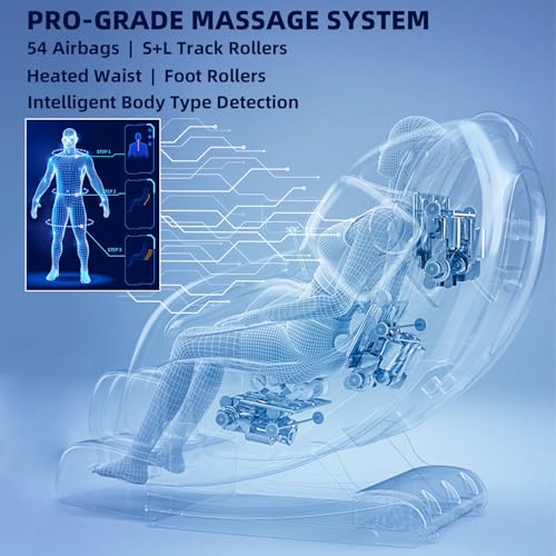 Massage Chair Full Body and Recliner, Zero Gravity Rest Cabin with Sleep Hood-Shiatsu Roller Airbag Heating, Body Scan SL Track Recliner, Relax for Home Office Use Gift for Women & Men - Image 6