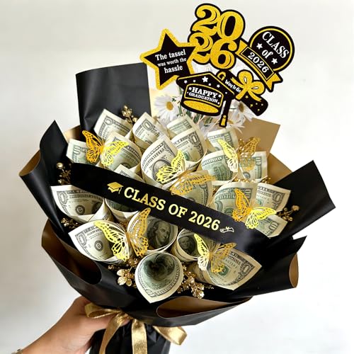JeVenis Graduation Gifts 2026 DIY Bouquet for Her Him Bouquets Gifts Class of 2026 Money Gift Ideas for Women Daughter Son