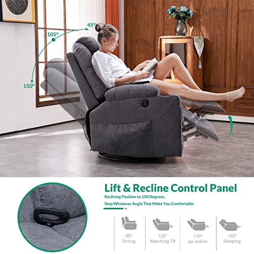 Sillón giratorio reclinable con masaje color gris miniatura 3