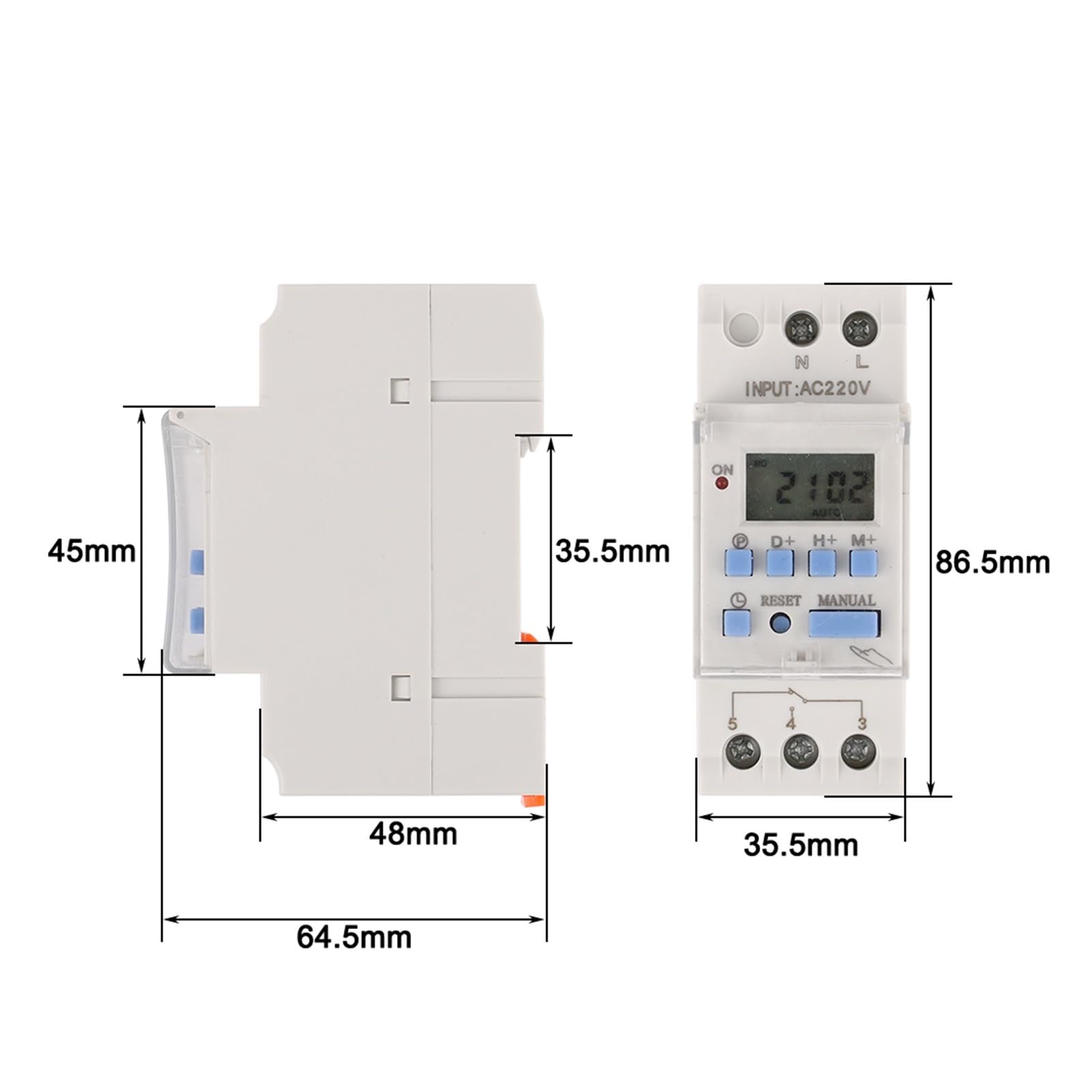 Temporizador de relé Digital programable semanal de 7 días, Tipo AHC30A, riel DIN, 2 Cables, 40 A, Control de CA 12 V, 24 V, 110 V, 220-240 V(1NO 220V)