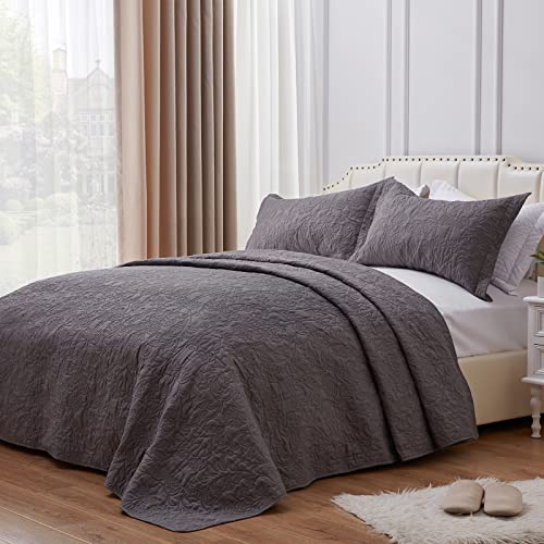 SunStyle Home Queen Bedspread Twin Bedspread Twin Quilt Set Bedspreads Pattern for All Season Lightweight Coverlet King Queen Twin 2/3Pieces 1Quilt 2 Pillow Shams (Queen,Grey-Pattern1)