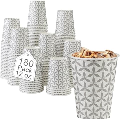Lamosi 180 Pack 12 oz Coffee Cups, Paper Coffee Cups 12 oz, Disposable Coffee Cups, Leakproof Hot Drink Cups for Cafe, Office, Party Cover