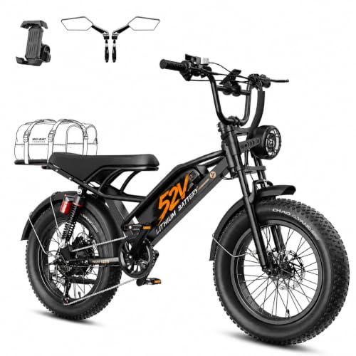 Image of Jasion Electric Bike for Adults & Teens, 2000W /3000W Peak E Bike, Up to 55-90 Miles Range Electric Bicycle, 48V /52V Battery, 16 inch /20 inchx4.0 inch Fat Tire E-Bike, Full Suspension Ebike for Beach,Mountain,Road