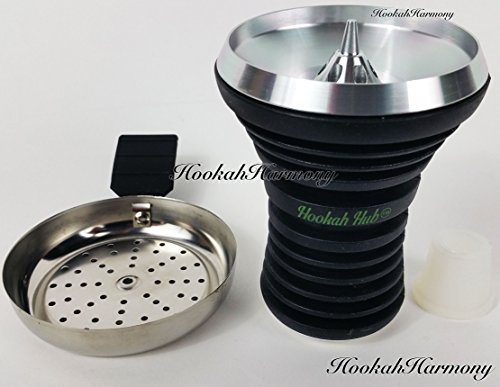 The HOOKAH HUB GREEN Shisha Bowl Silicone with Metal Screen Wind Cover Charcoal Screen