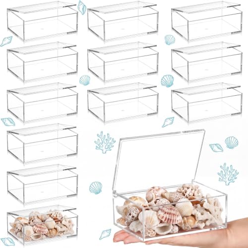 Image of Juexica 12 Pcs Clear Acrylic Boxes with Lid,Flip Style,5.5 x 3.94 x 1.97 | Clear Plastic Boxes with Lids for Organizing and Displaying Jewelry, Candy, Crystals, Crafts, Party Favors and Collectibles