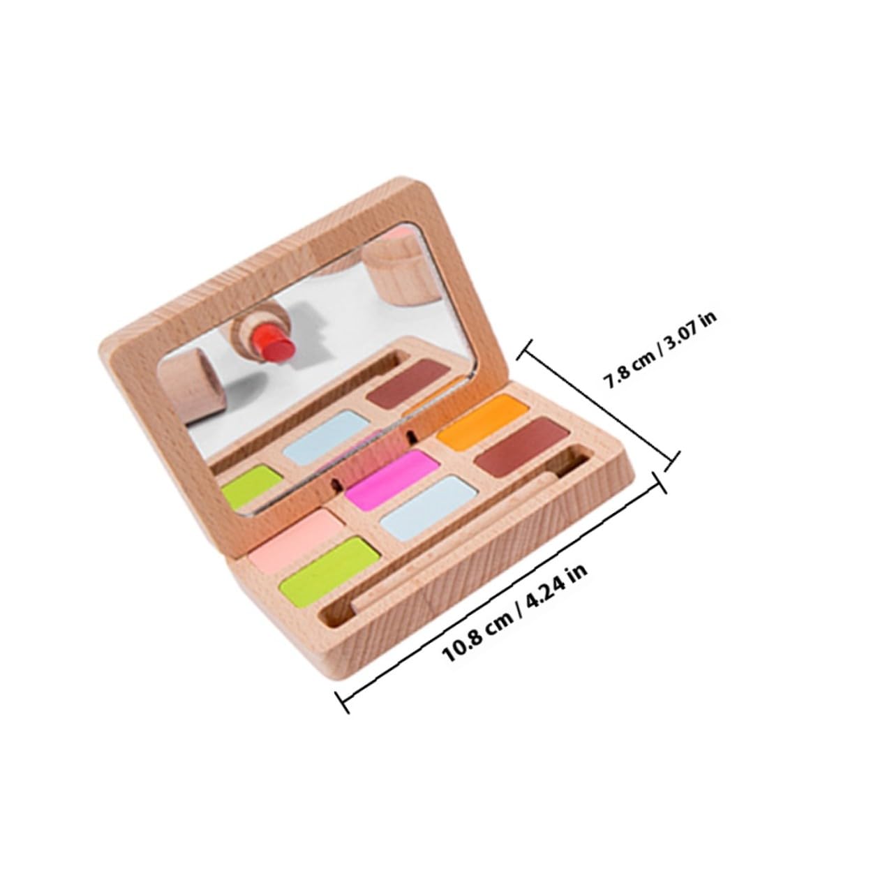 Holzspielzeug Schminkset für Mädchen mit Lidschatten und Rouge Tragbares Kinderschminke Spielzeug für Kreatives Rollenspiel an Weihnachten und Feiertagen