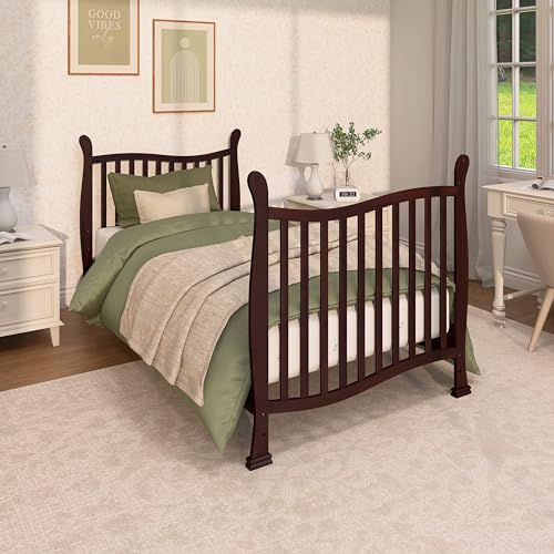 Dream On Me Violet 4-in-1 Convertible Mini Baby Crib in Espresso, Pinewood, 1” Mattress Pad, 3 Mattress Heights, Converts to Mini Day Bed & Twin-Size Bed, GreenGuard Gold & BSA Certified - image 7