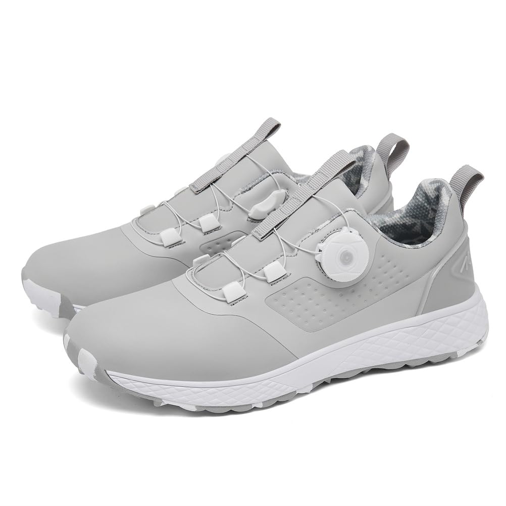 Zapatos De Golf para Mujer, Calzado De Golf De Cuero De Microfibra Zapatos De Golf Ligeros Impermeables Sin Clavos para Damas,Gris,35 EU