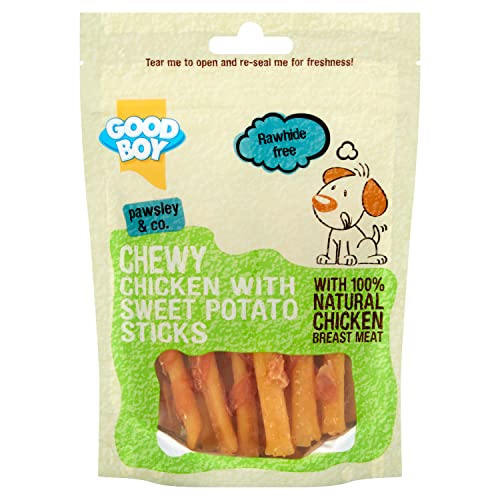 Good Boy - Chewy Chicken With Sweet Potato Sticks - Dog Treats - Made With 100% Natural Chicken Breast Meat - 90 Grams - Rawhide Free Dog Treats - Case of 10