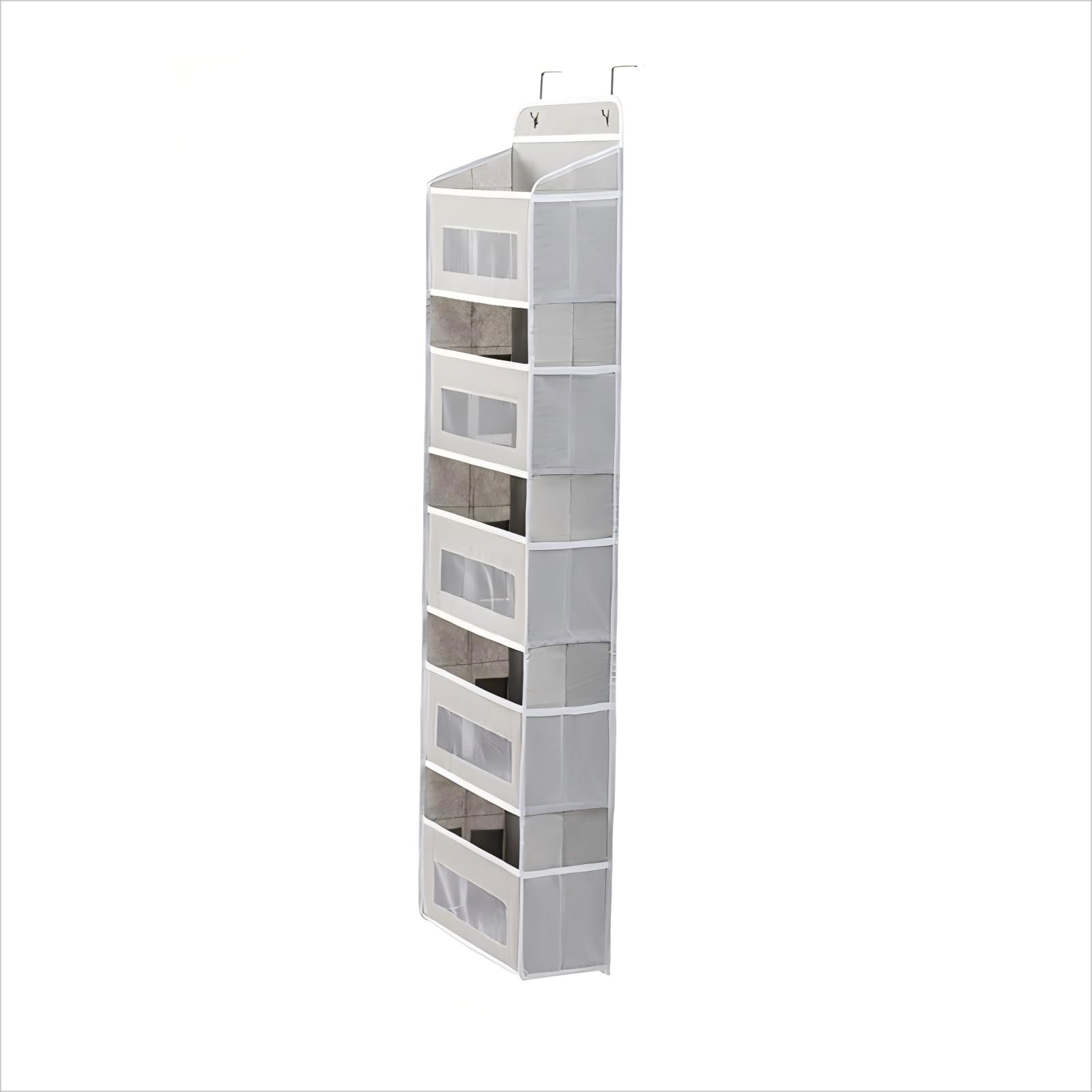 Hoconnie Organiseur de porte à suspendre avec poches transparentes, crochets en métal pour chambre, salle de bain, cuisine, camping-car, (gris clair, 5 poches)