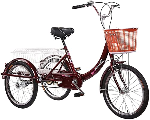 GRDDBZA Adult Tricycle - 3 Wheel Bikes for Adults Shopping Adult Tricycles, 3 Wheel Bikes for Adults 20 Inch Single Speed Trikes Bicycles Trike with Shopping Basket for Seniors, Women, Men City