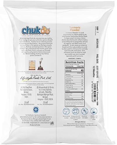 Image of Chukde Haldi Powder - Turmeric Powder - 800 Gram (100 Gm x 8) | Authentic Indian Spice for Flavorful and Colorful Dishes | Rich in Curcumin with Anti-inflammatory and Antioxidant Properties