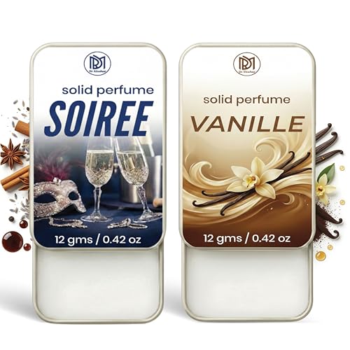 Image of Dr.Mashur Solid Perfume |Soiree&Vanille Alcohol Free Wax Perfume Balm, Long Lasting | Pocket Tin 12g, Pack Of 2| Non Greasy Smooth Glide, Travel Friendly Men And Women