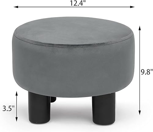 Miniatura 10 de Joveco Taburete otomano redondo pequeño reposapiés para sala de estar oficina (naranja)