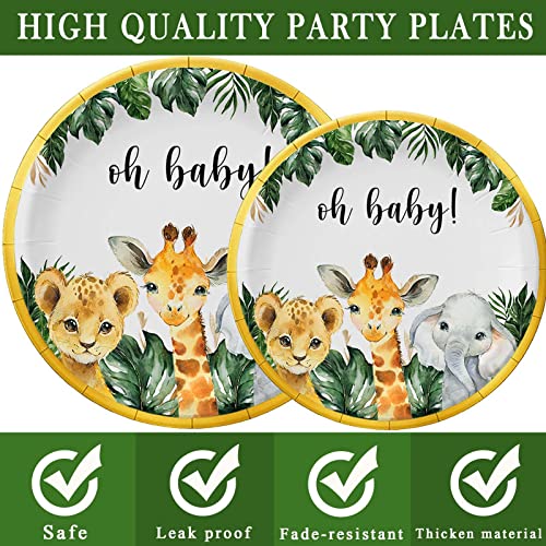 Safari Baby Shower Plates, Gold Jungle Animals Baby Shower Decorations For 24 Guests, Jungle Safari Theme Baby Shower Supplies Tableware, Paper Plates, Napkins, Dessert Plate, Disposable Cups #TOP2