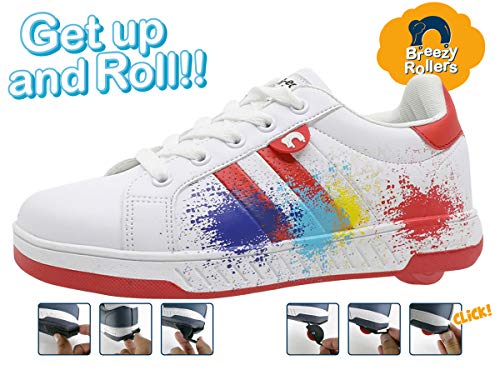 Beppi Roller Sneakers for Girls & Boys –Skate Shoes with Wheels White/Red, Size 42
