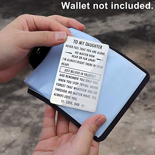 XYBAGS Gifts for Daughter from Dad, To My Daughter Engraved Wallet Card Inserts with Inspirational Quotes, Christmas, Birthday, Graduation, Gift Ideas4