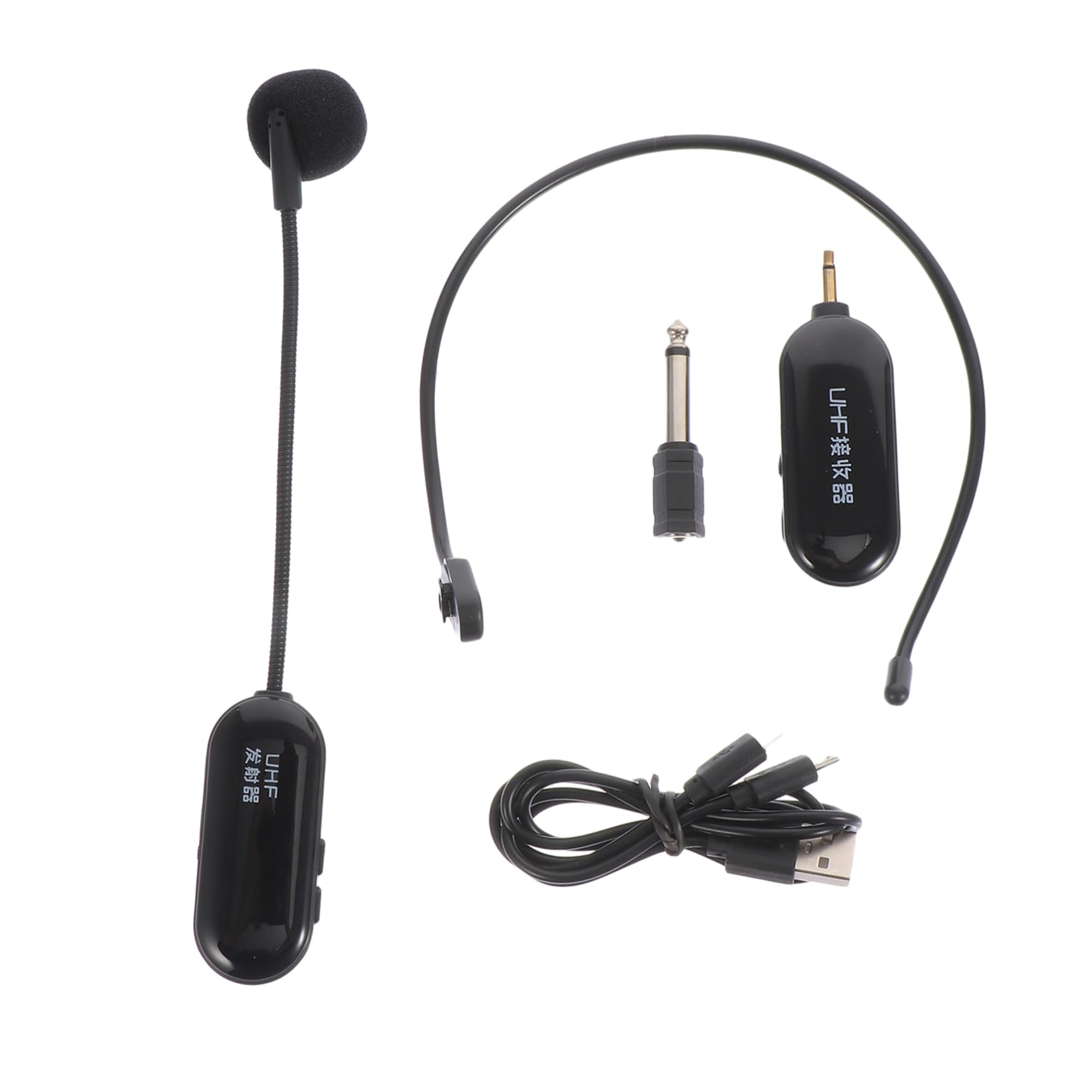 Toddmomy Micrófono Inalámbrico UHF De Diadema Negro Conector 3,5 Mm y Adaptador 6,35 Mm, Gancho para Oreja, para Amplificador De Voz y Uso Portátil