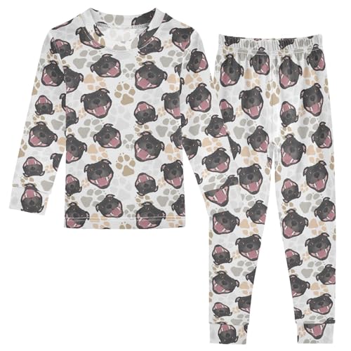 JHKKU Staffordshire Bull Terrier Dog Pajamas Set Cotton 2 Piece Soft Comfy Pjs Long Sleeve Lounge Sleepwear 5T