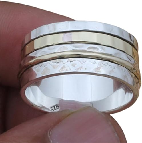 925 Silver Ring, Handmade Ring Women, Wide Band Ring, Spinning Silver Ring, Fidget Spinner Ring, Anxiety Spinner Ring, Spinner Band Ring, Thumb
