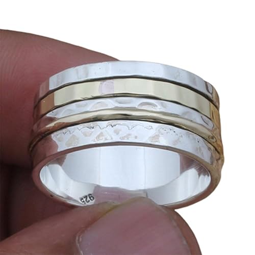 925 Silver Ring, Handmade Ring Women, Wide Band Ring, Spinning Silver Ring, Fidget Spinner Ring, Anxiety Spinner Ring, Spinner Band Ring, Thumb