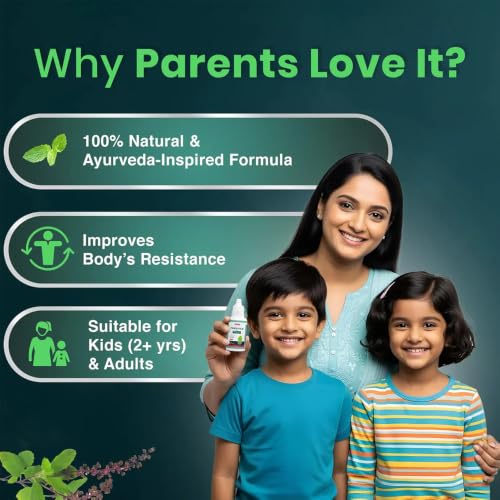 Image of BabyOrgano PanchTulsi Drops Contains Extracts of 5 Rare Tulsi | Boosts Immunity | Cough And Cold Relief | 100% Ayurvedic | Builds Respiratory Health