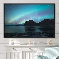 Framed Canvas Wall Art Dayspring Astronomy & Space Contemporary Cosmic Dramatic Green Group Photography Realism - 16x24 inches